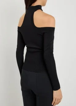 Lila choker-effect knit top