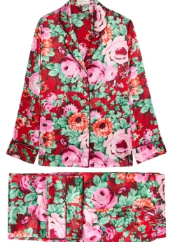 Lila floral-print silk pyjama set