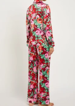 Lila floral-print silk pyjama set