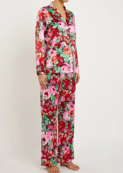 Lila floral-print silk pyjama set