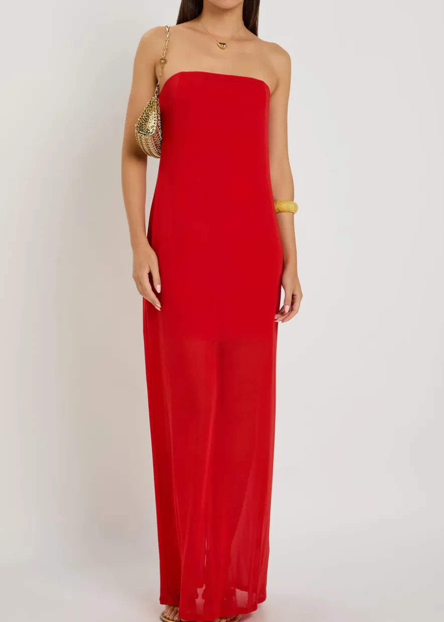 Liliana strapless stretch-mesh maxi dress