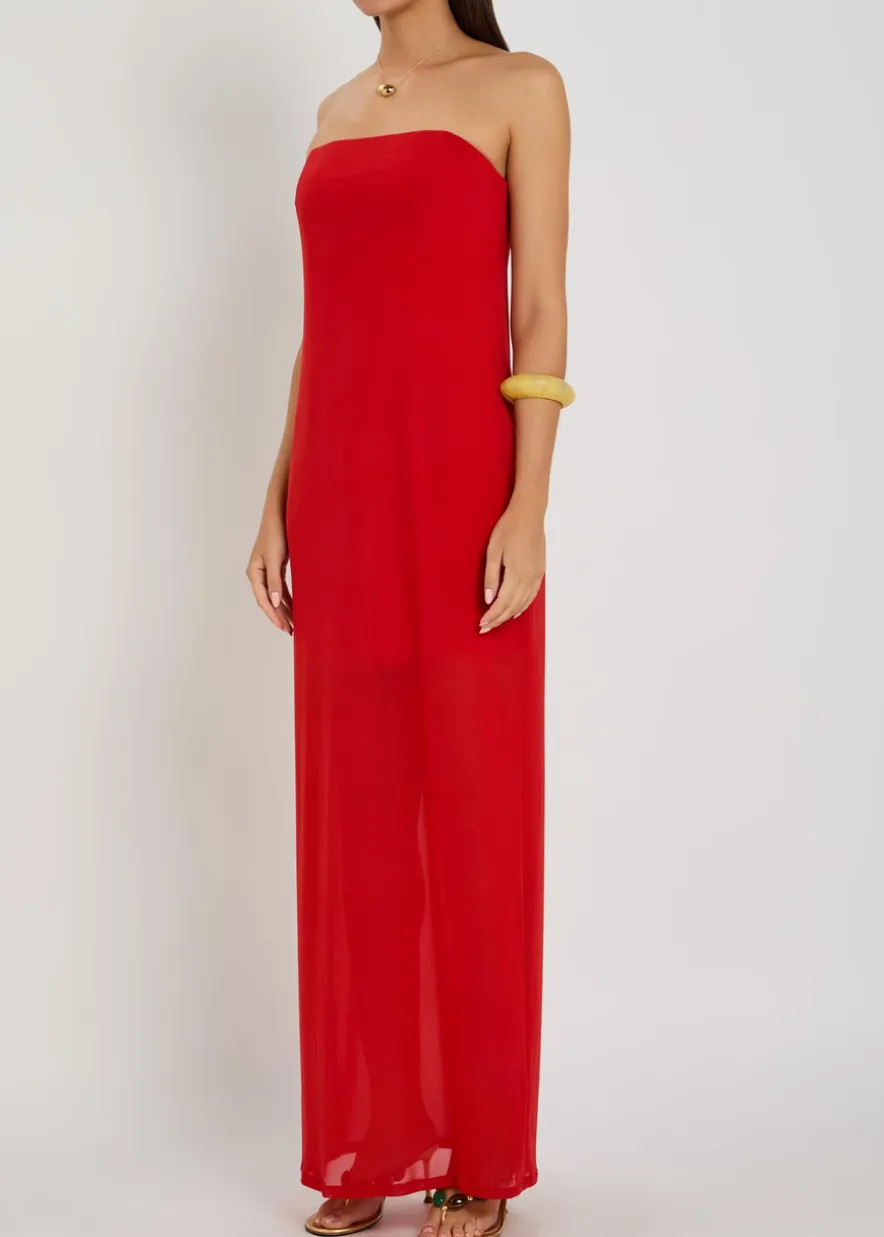 Liliana strapless stretch-mesh maxi dress