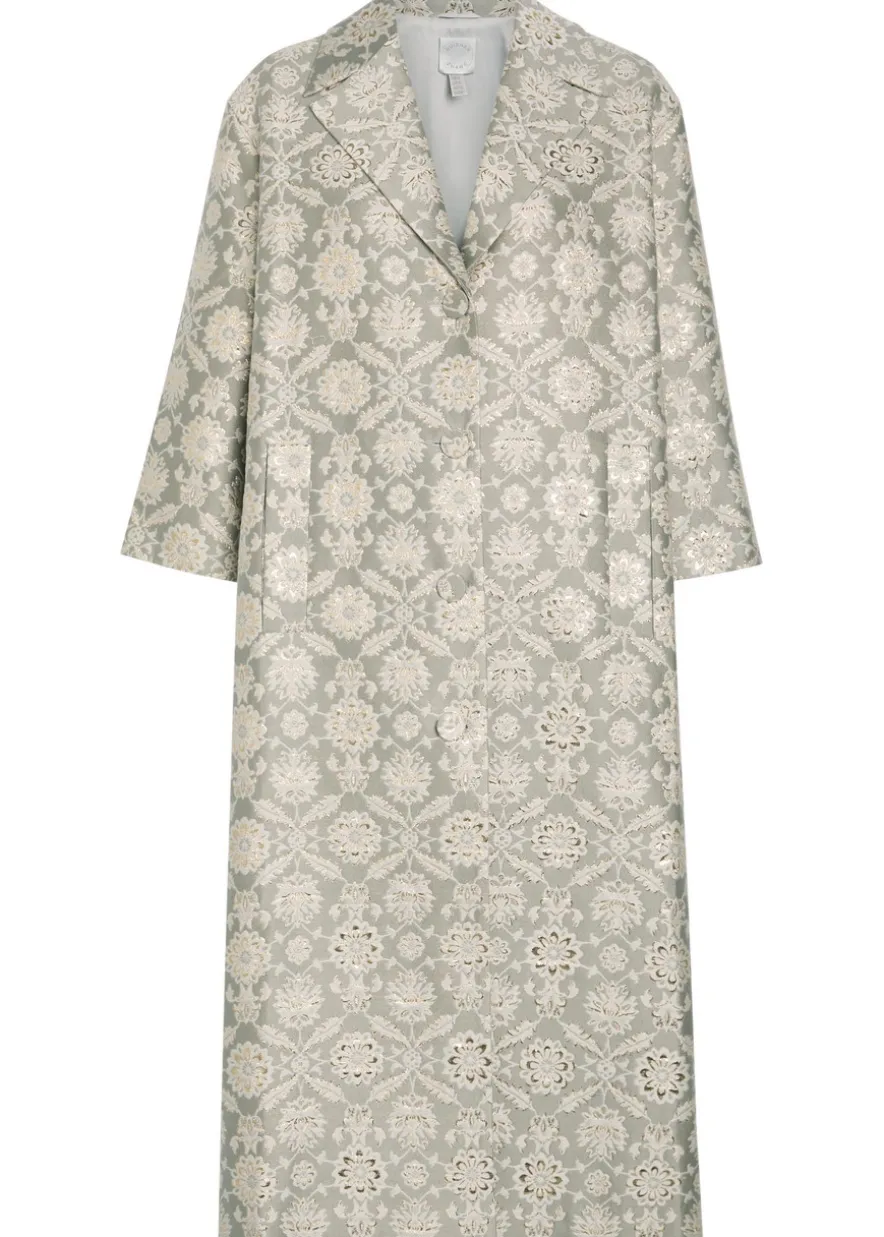 Liliane floral-jacquard cotton-blend coat
