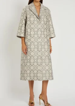 Liliane floral-jacquard cotton-blend coat