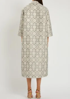 Liliane floral-jacquard cotton-blend coat
