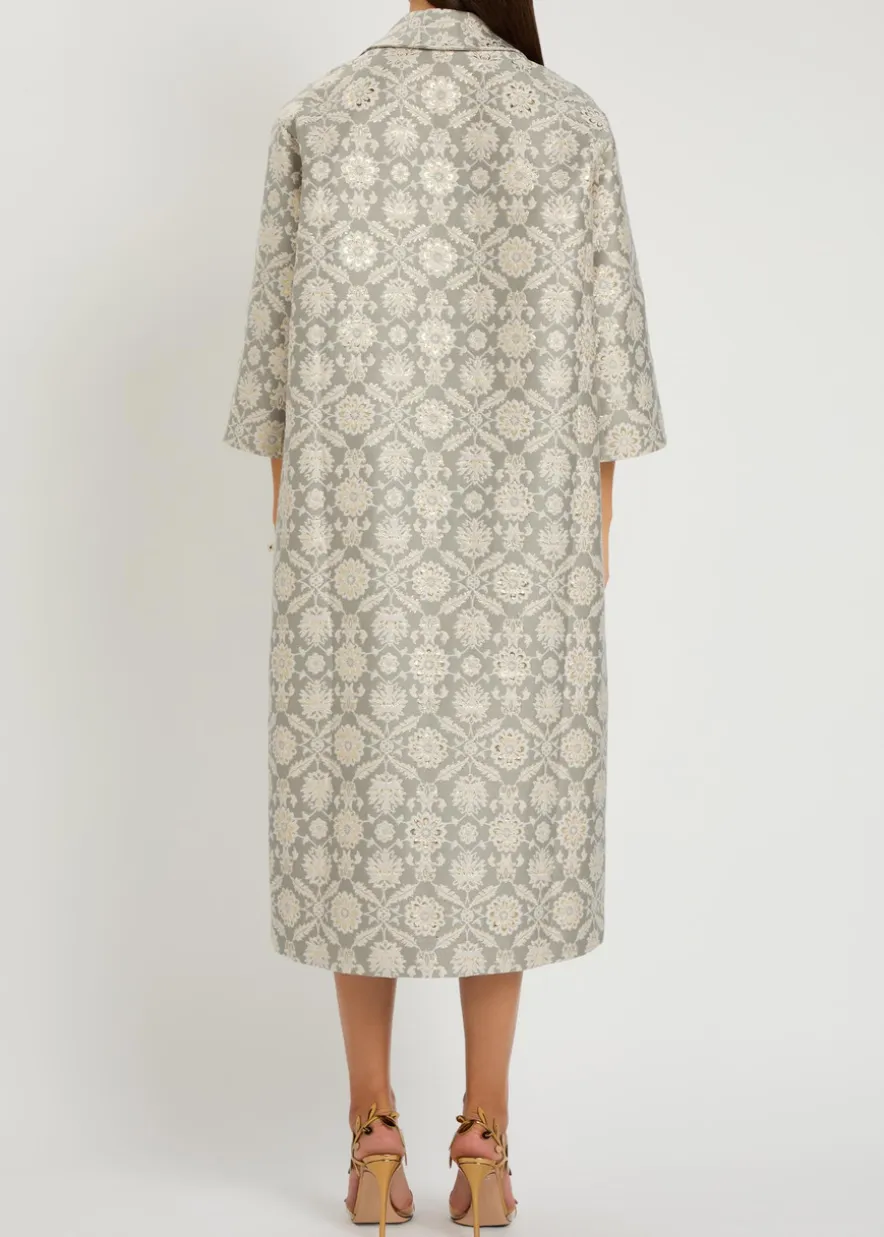 Liliane floral-jacquard cotton-blend coat