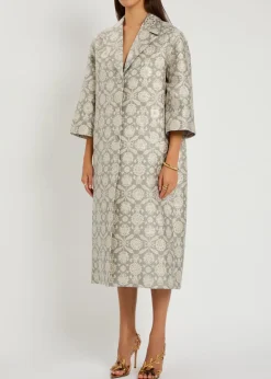 Liliane floral-jacquard cotton-blend coat