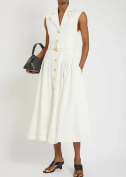 Lilianna belted denim midi shirt dress