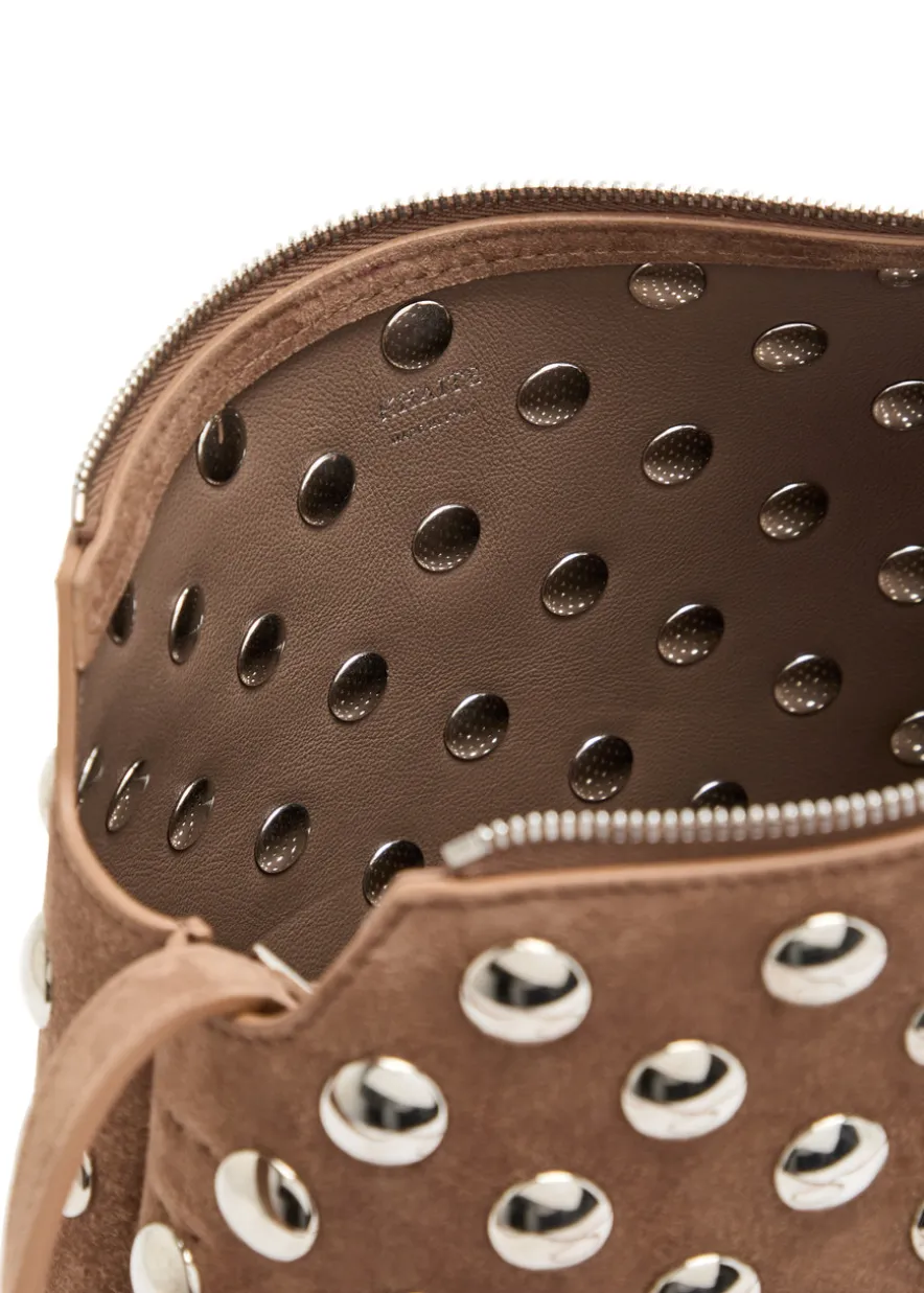 Lina medium studded suede cross-body bag