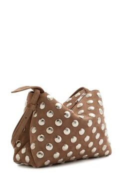 Lina medium studded suede cross-body bag