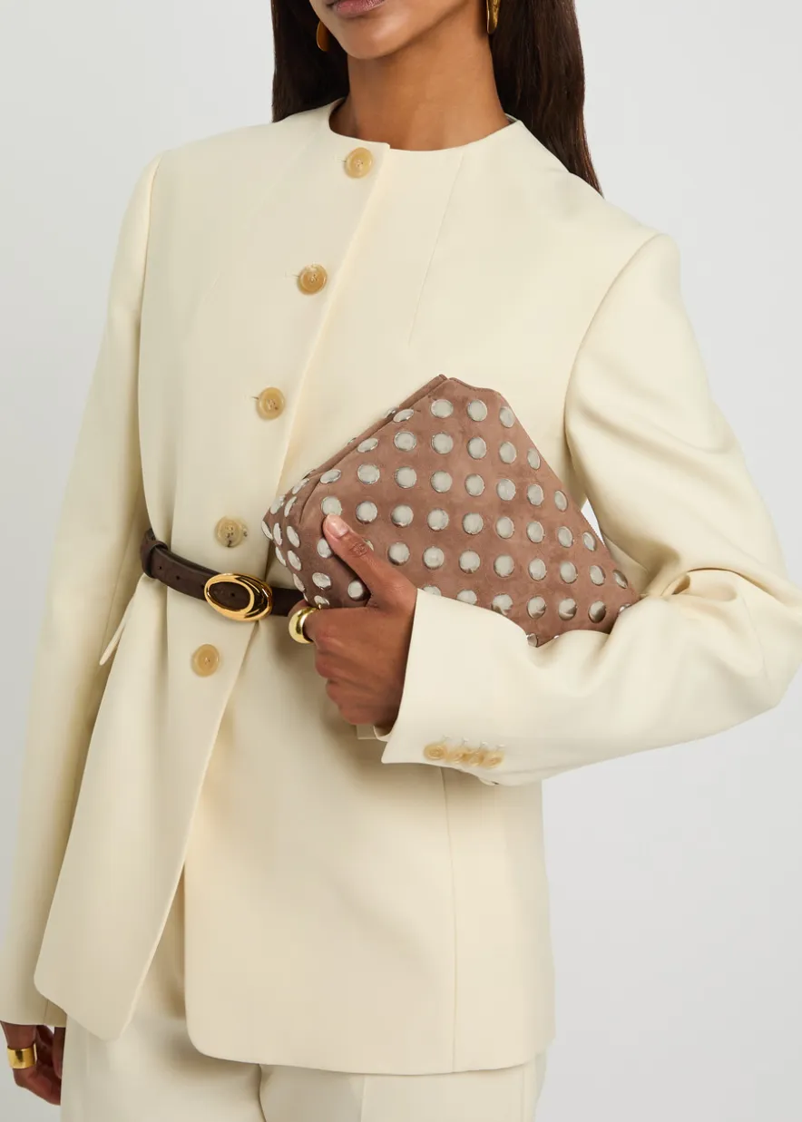 Lina medium studded suede cross-body bag
