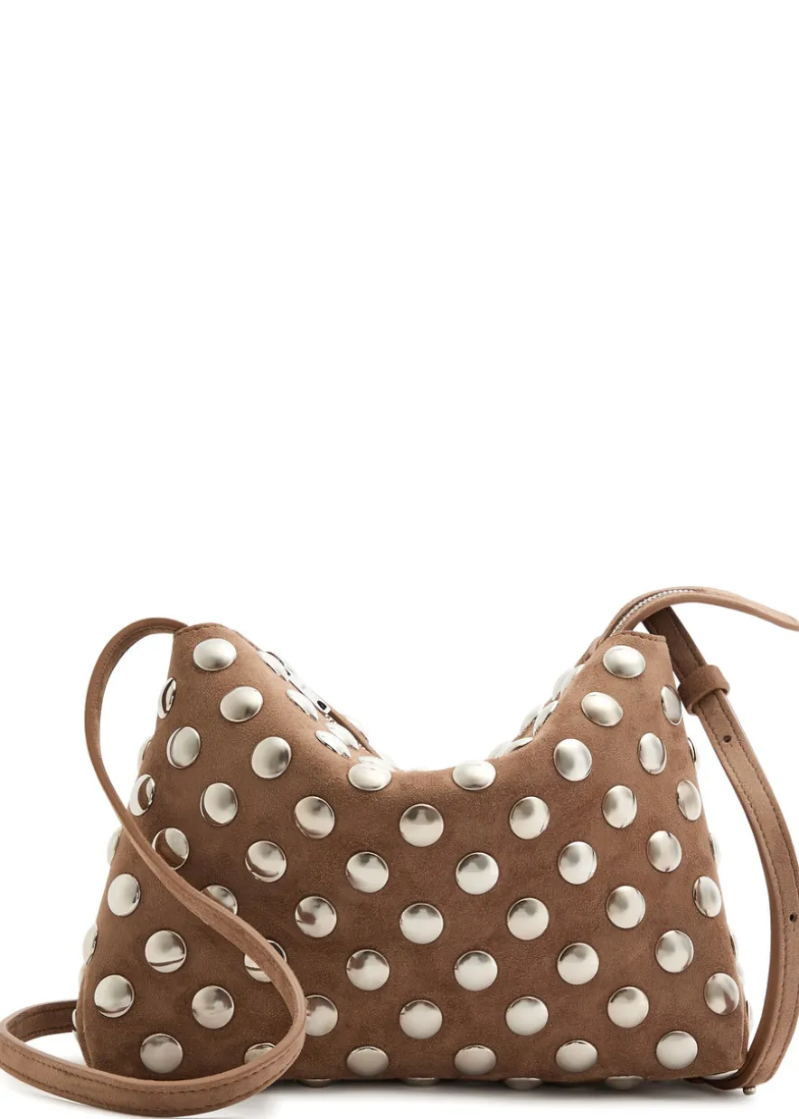 Lina medium studded suede cross-body bag