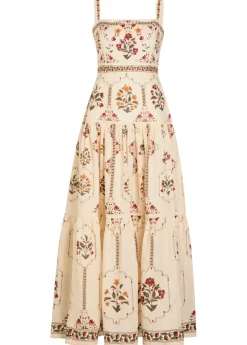 Lina printed linen maxi dress