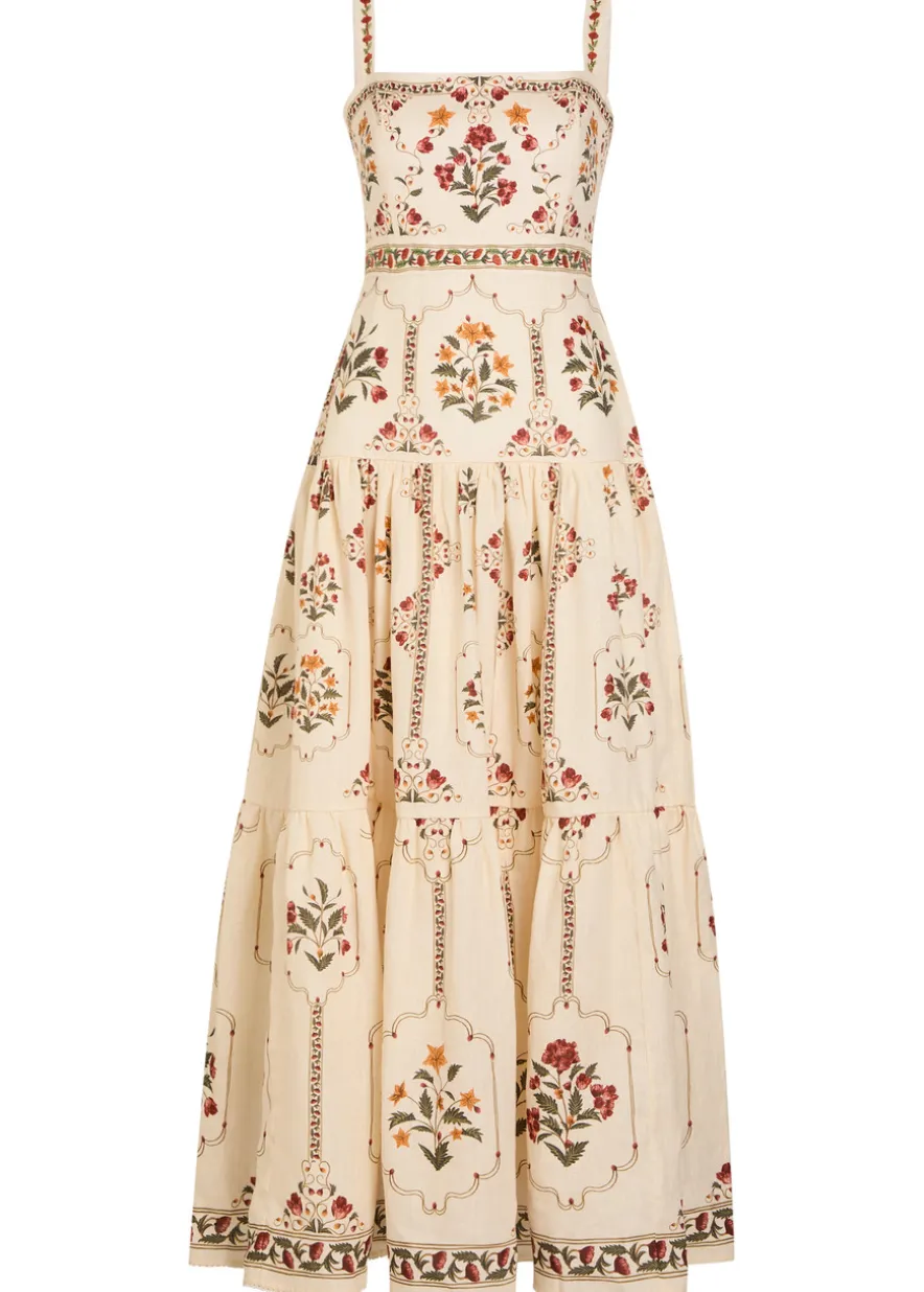 Lina printed linen maxi dress