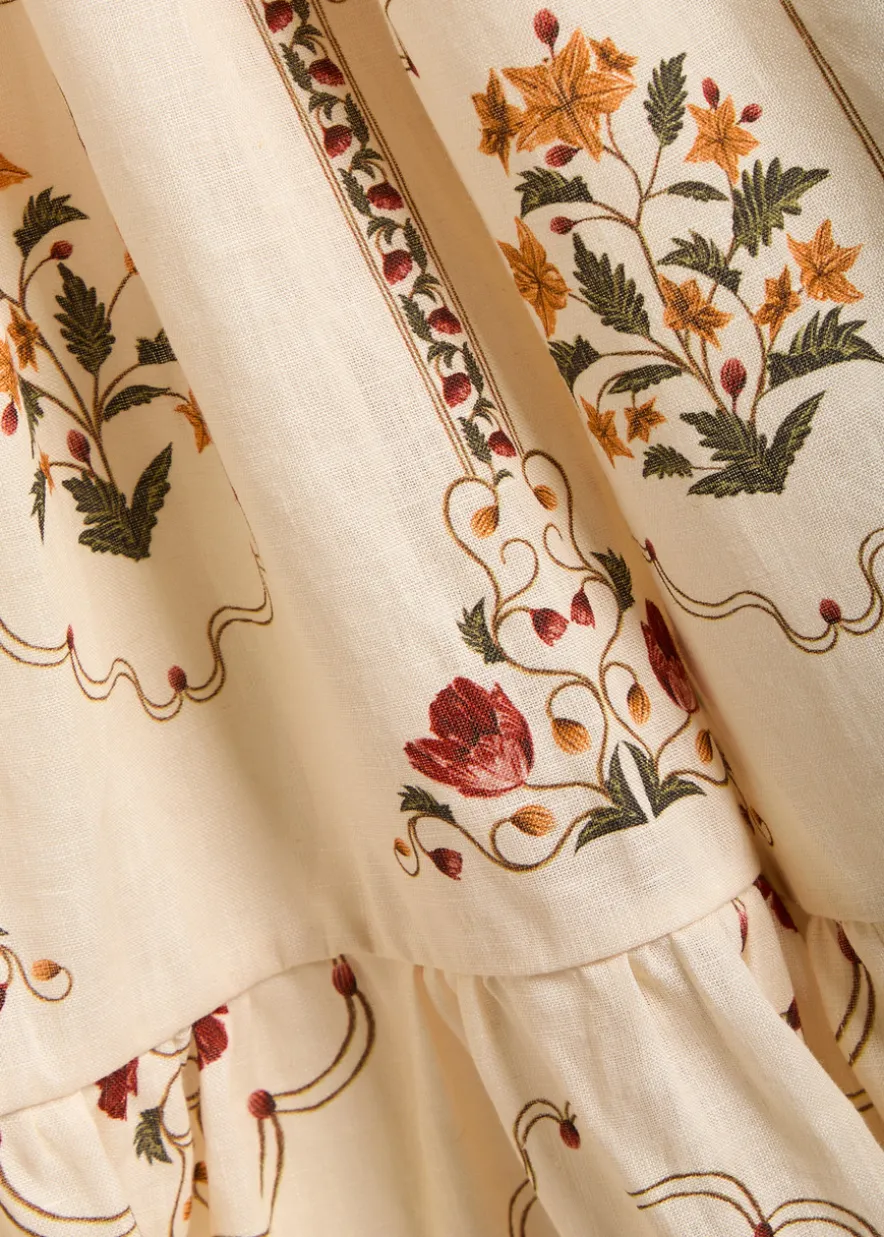 Lina printed linen maxi dress