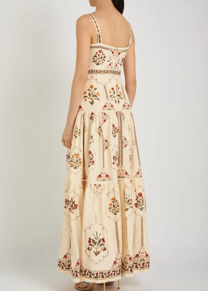 Lina printed linen maxi dress
