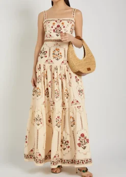 Lina printed linen maxi dress