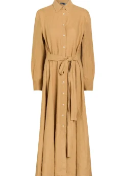 Linen midi shirt dress