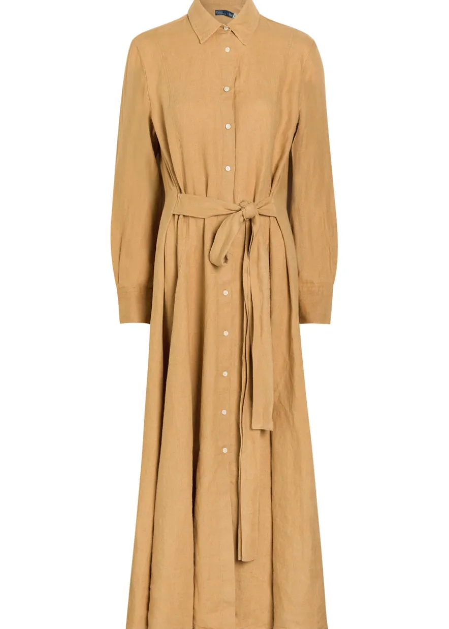 Linen midi shirt dress