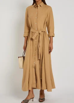 Linen midi shirt dress