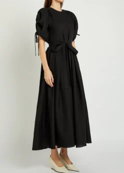 Linnea belted linen midi dress