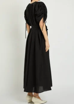 Linnea belted linen midi dress