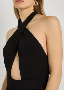 Lita halterneck stretch-jersey gown