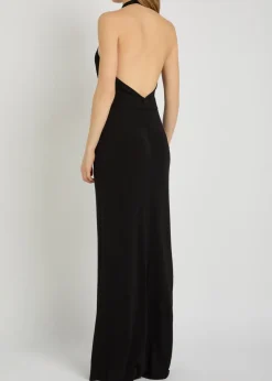 Lita halterneck stretch-jersey gown
