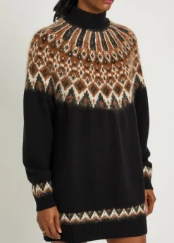 Liza patterned wool-blend jumper dress