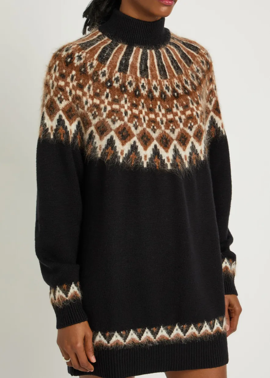 Liza patterned wool-blend jumper dress