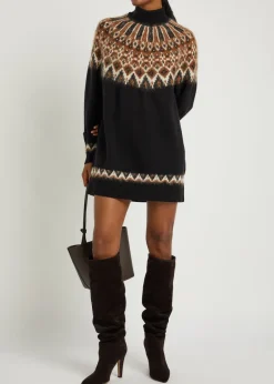 Liza patterned wool-blend jumper dress