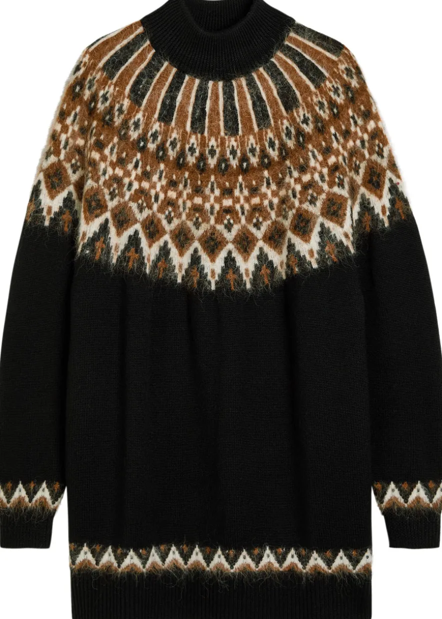 Liza patterned wool-blend jumper dress