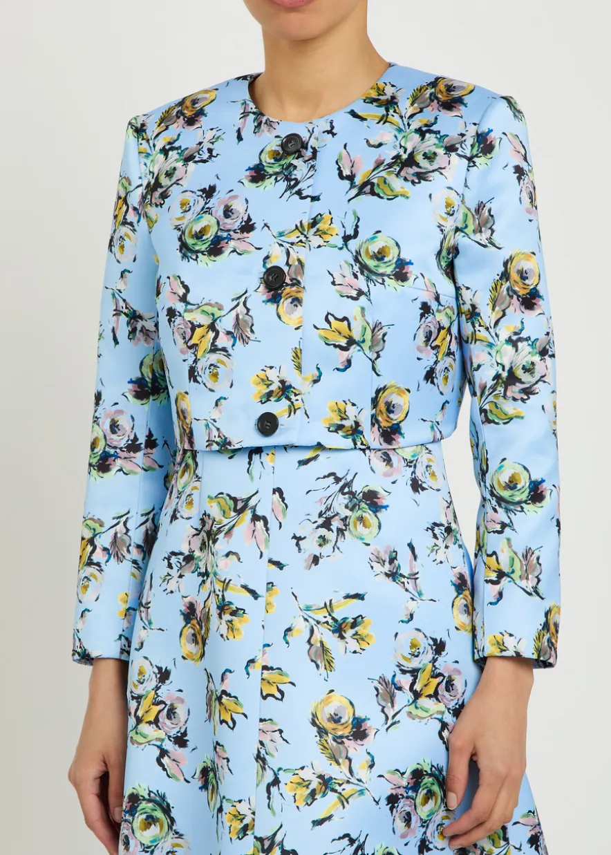 Lizette floral-print duchess-satin jacket