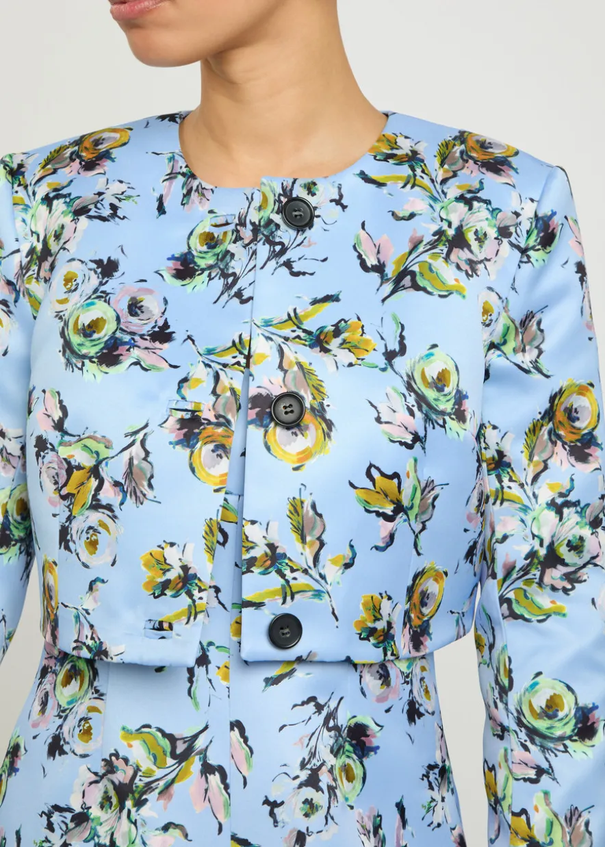 Lizette floral-print duchess-satin jacket