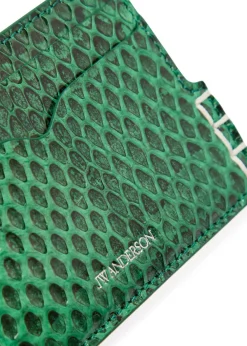 Loafer snake-effect leather card holder
