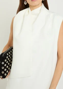 Loell draped crepe de chine midi dress