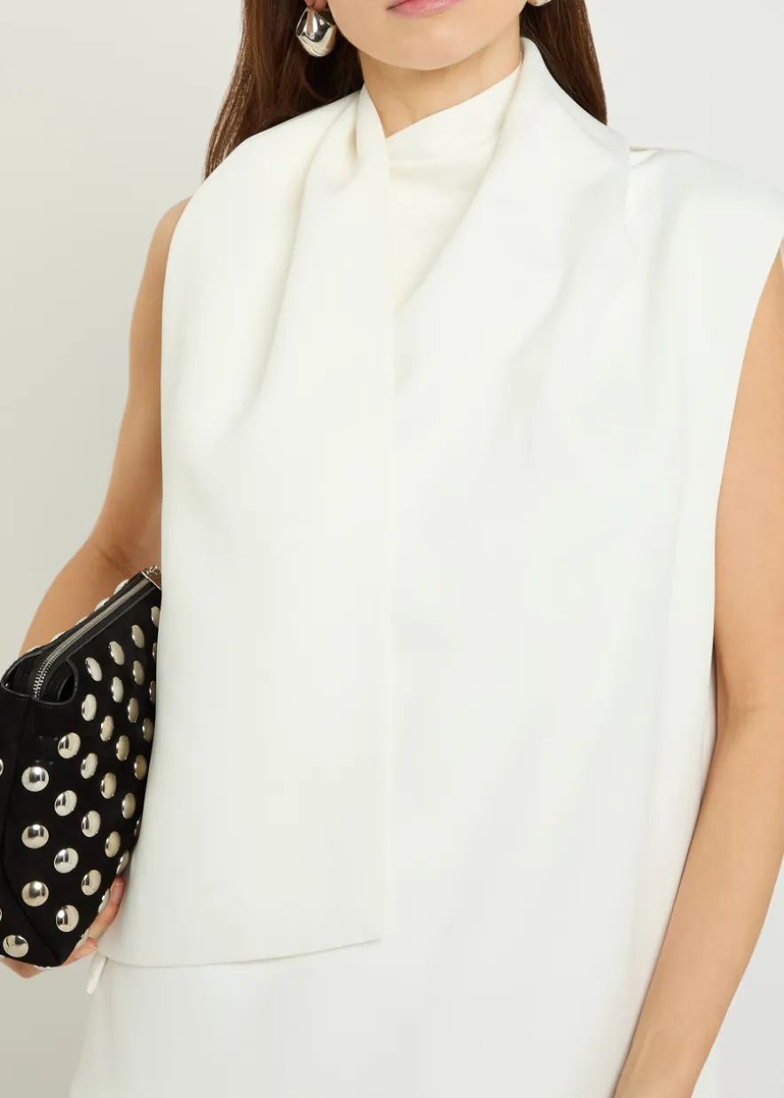 Loell draped crepe de chine midi dress