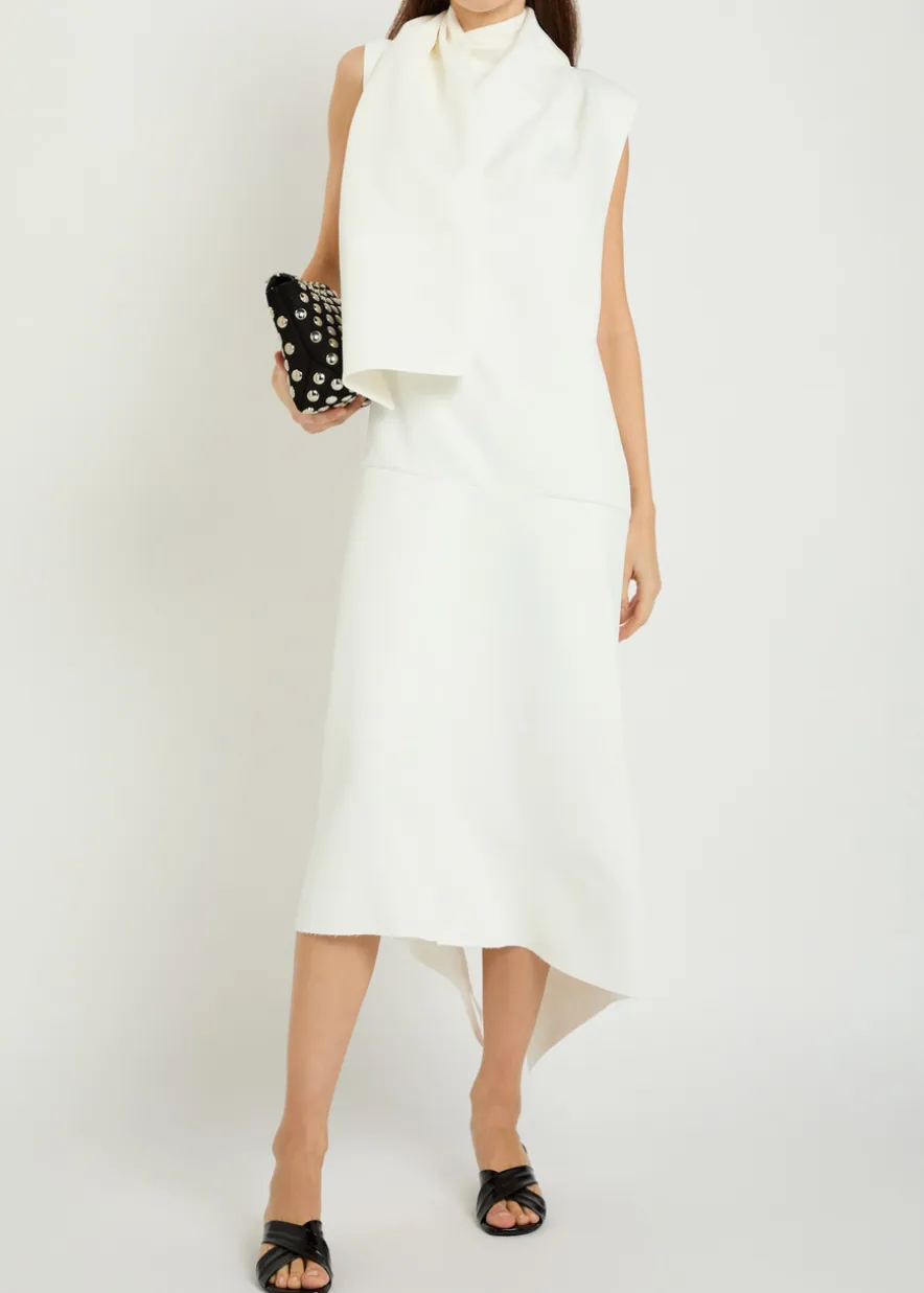 Loell draped crepe de chine midi dress