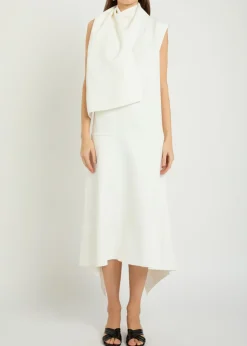 Loell draped crepe de chine midi dress