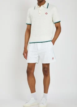 Logo-appliquéd bouclé polo shirt
