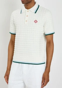 Logo-appliquéd bouclé polo shirt