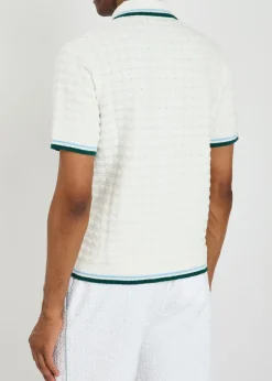 Logo-appliquéd bouclé polo shirt