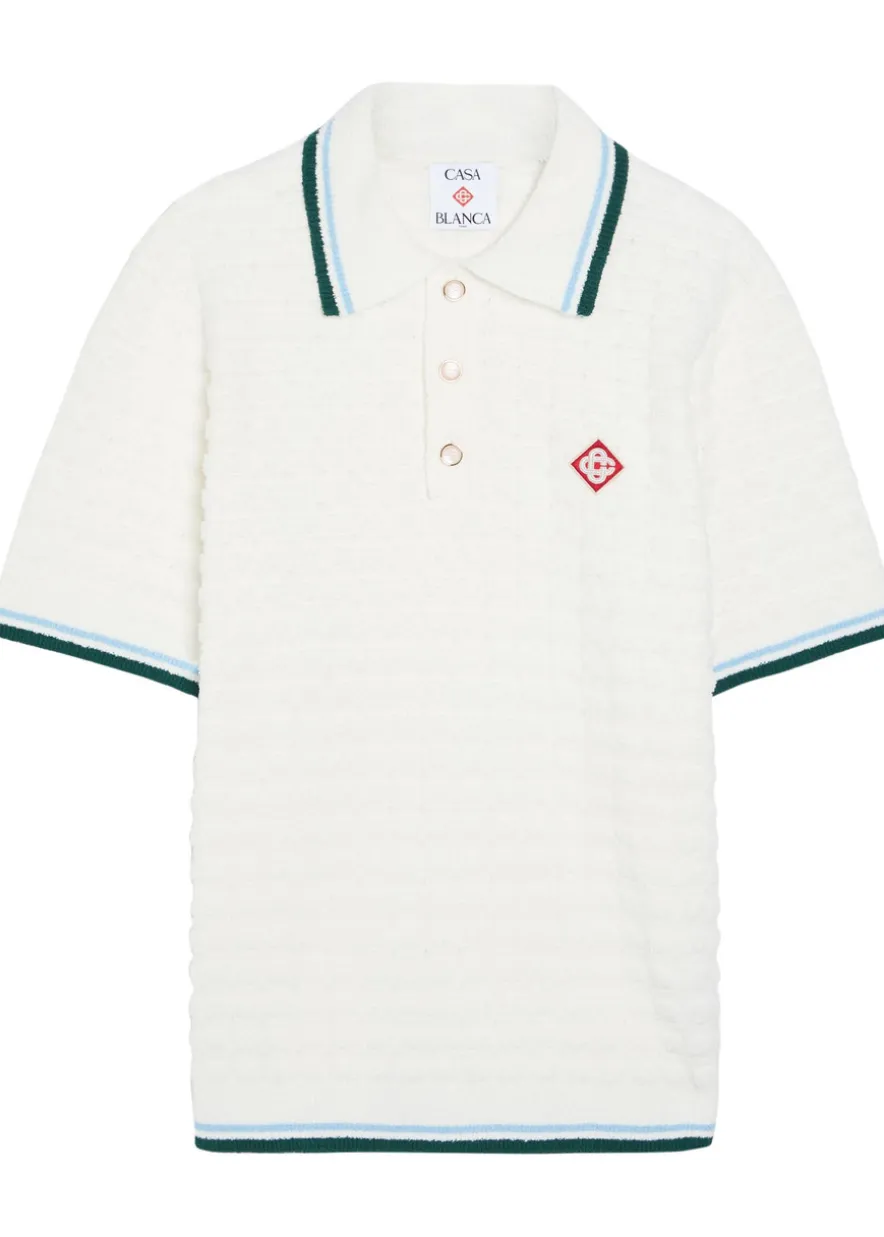 Logo-appliquéd bouclé polo shirt