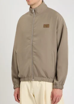Logo-appliquéd cady track jacket