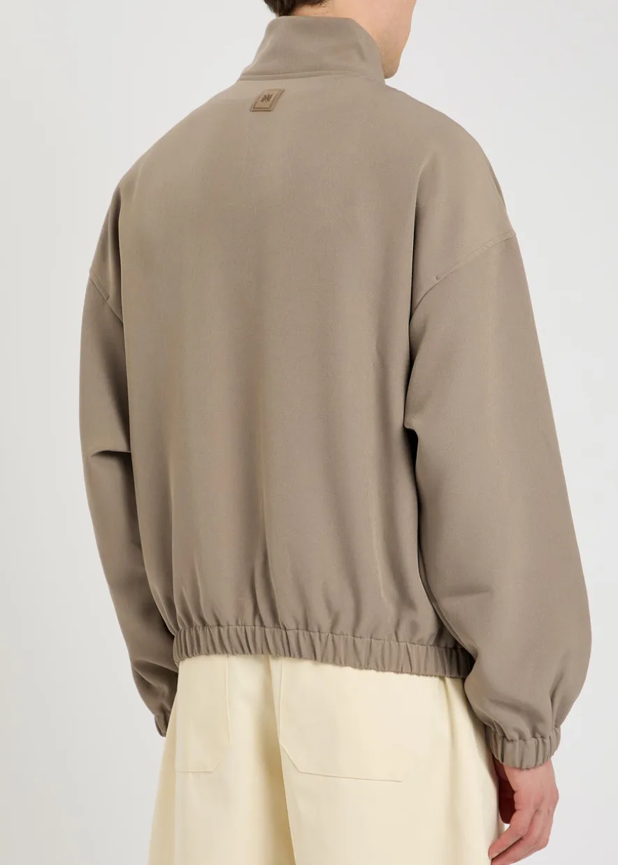 Logo-appliquéd cady track jacket