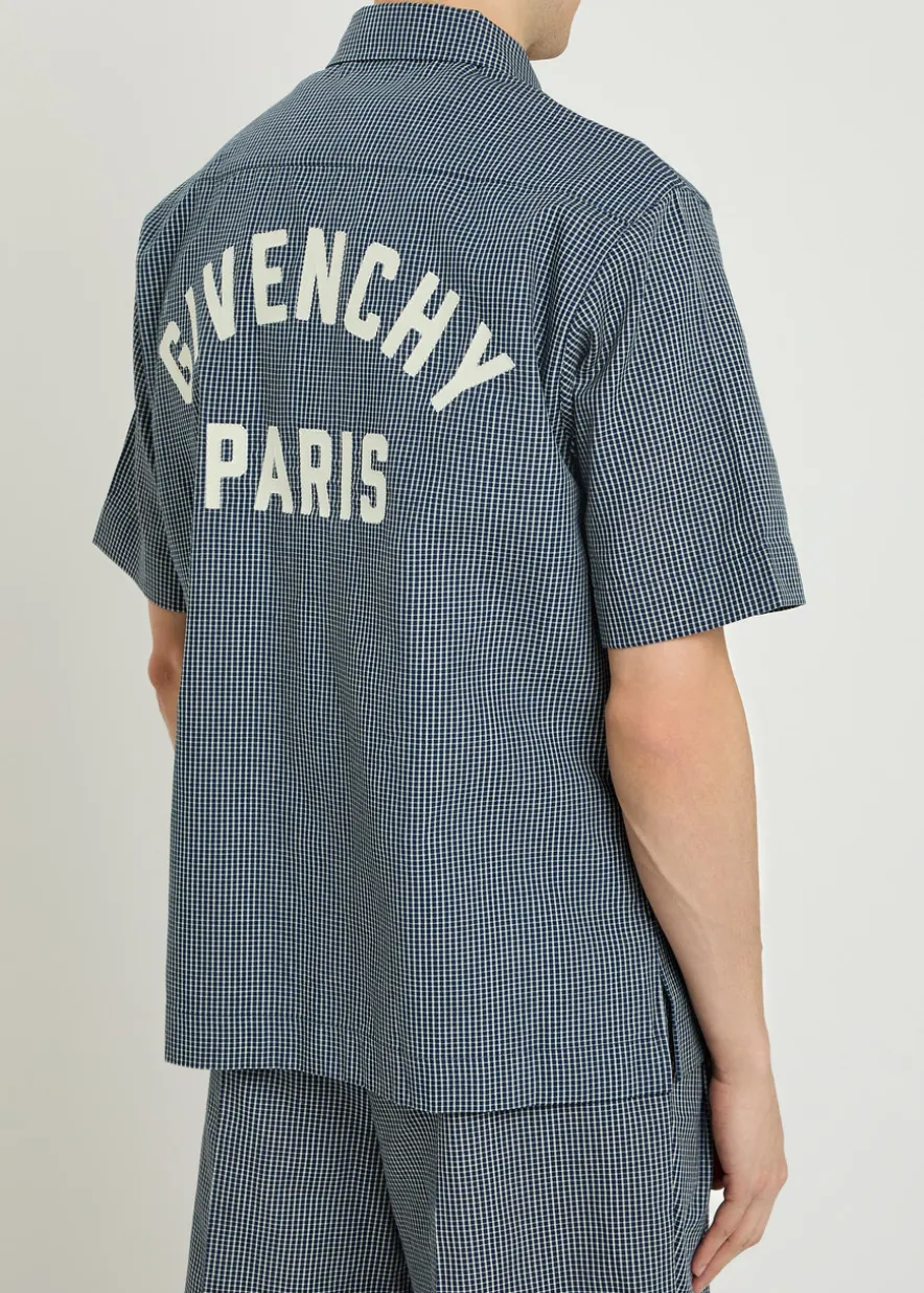 Logo-appliquéd checked cotton shirt