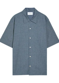 Logo-appliquéd checked cotton shirt