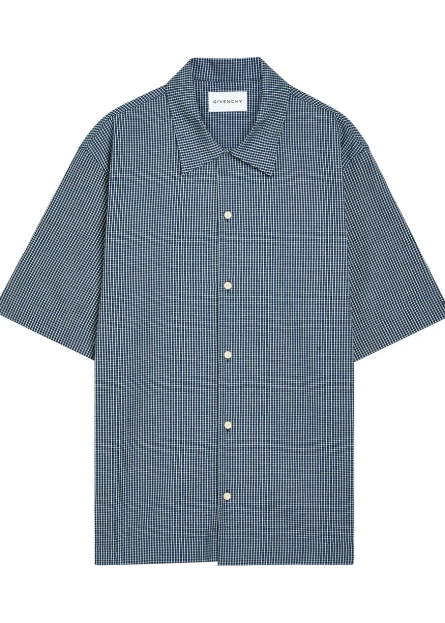 Logo-appliquéd checked cotton shirt