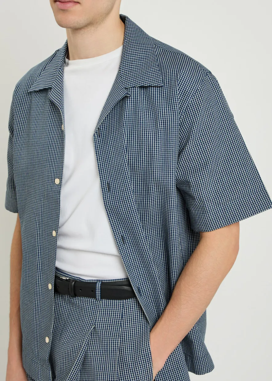 Logo-appliquéd checked cotton shirt