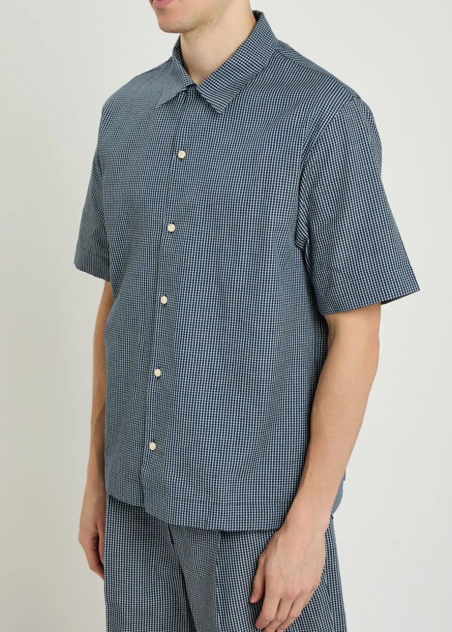 Logo-appliquéd checked cotton shirt